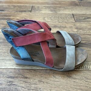Naot Vixen Strappy Sandals Nubuck Leather Colorblock Comfort Shoes Size 8 /EU 39
